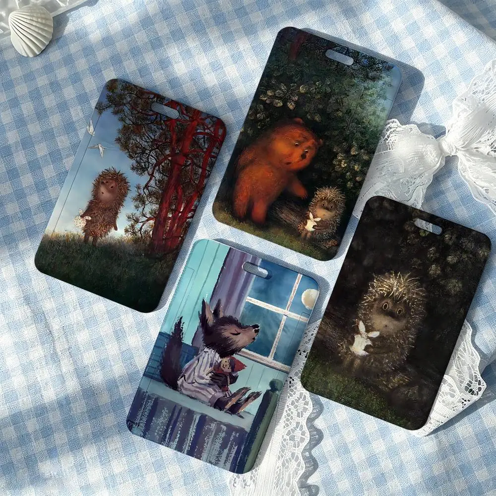 Hedgehog In The Fog Card Holder, Leather Card Storage Box, Key Chain, Access Tag Holder, ID Card Holder, Key Chain