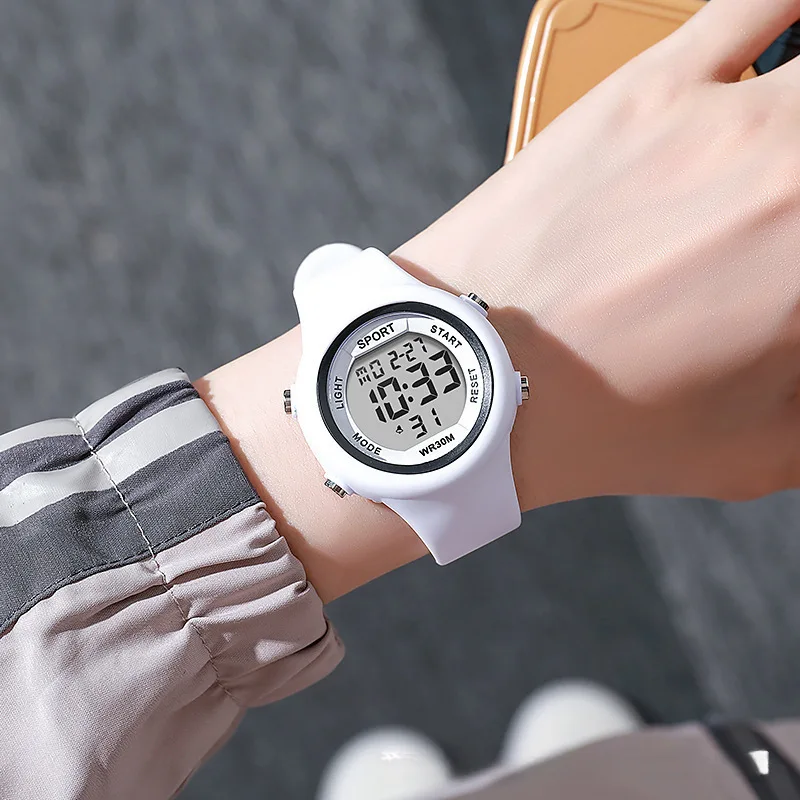 

Модные студенческие спортивные часы на открытом воздухе, женские будильники, водонепроницаемые военные часы с 3 барами, светодиодный дисплей, шоковые цифровые светящиеся часы