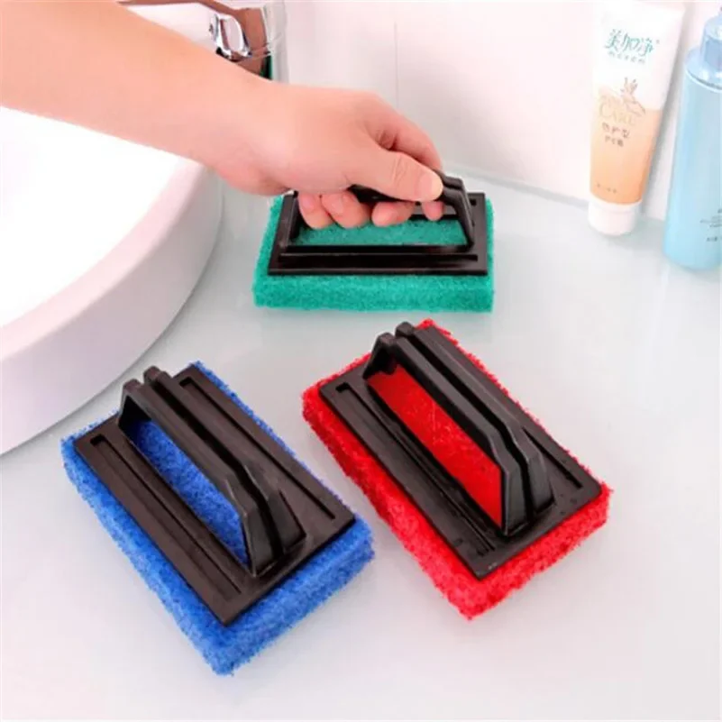 

Multi-function Handles Sponge Brush Kitchen Bathroom Cleaning Plastic Mop Foam Bath Bottom Bathtub Pot Dishes Washer Tool