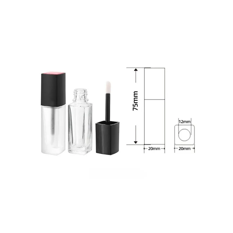 1PCS Empty Tube Lip Glaze Packaging 6ml Square Matte Glass Bottle Lip Gloss Bottles Косметика Cosmetic Containers