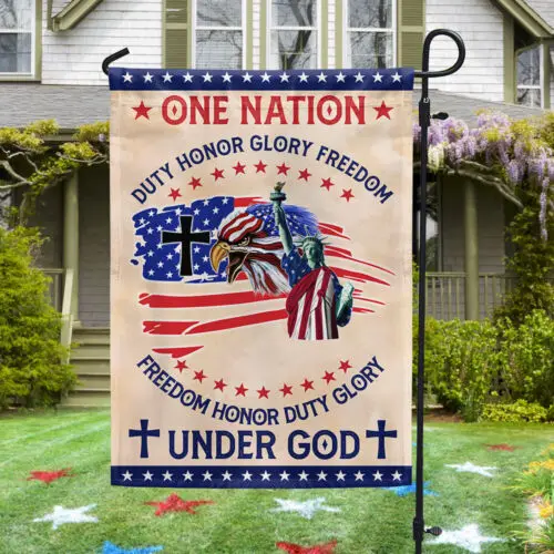 Patriot Eagle One Nation Under God Duty Honor Glory Freedom Flag Garden Flag