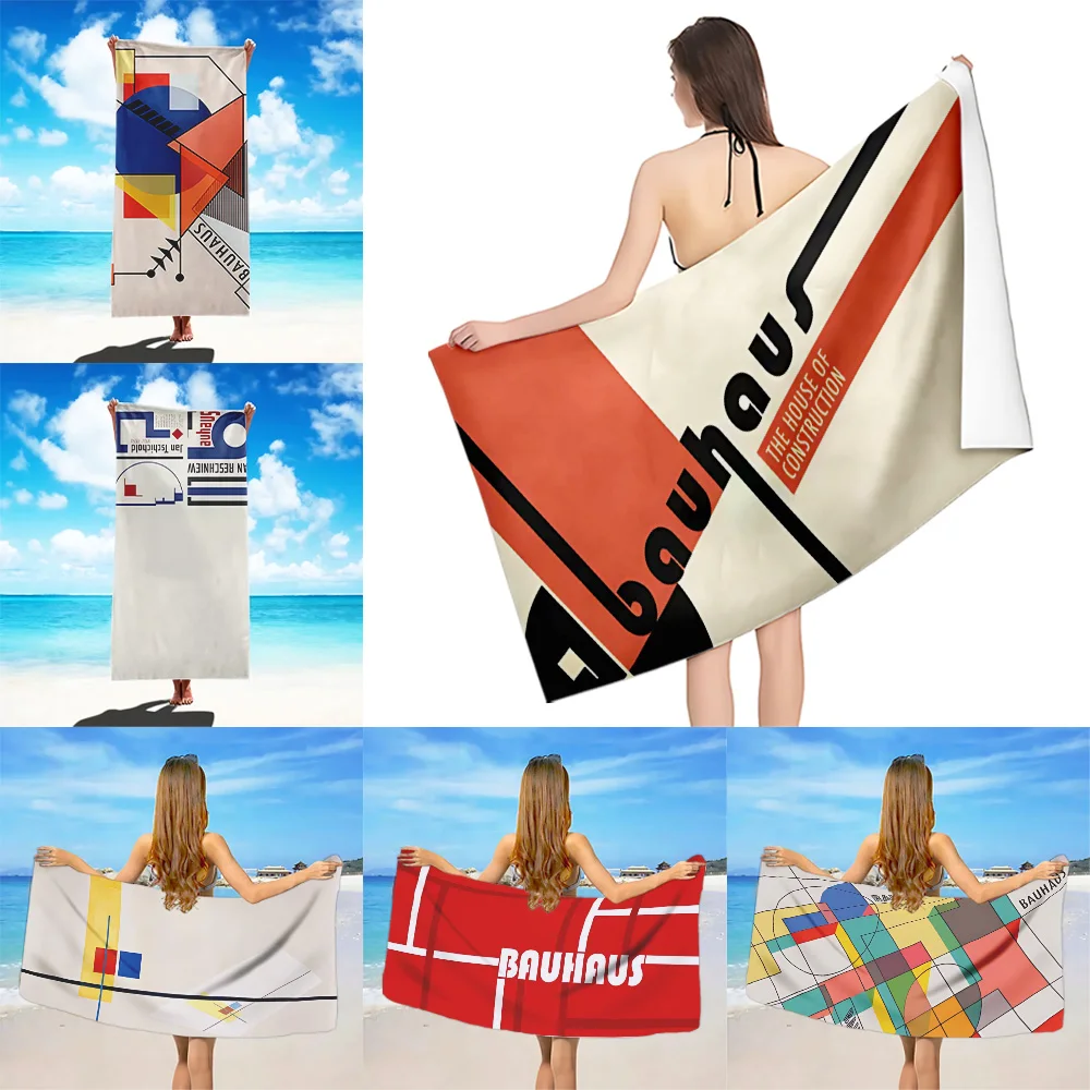 Bauhaus Words Quote Poster Beach Towel Microfiber Sand Free Quick Dry Soft Sandproof Pool Towels Gift for Women Travel