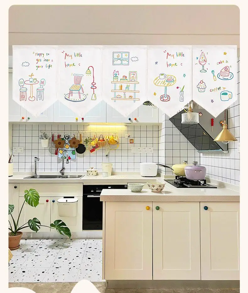 VIKAMA Japanese Ukiyo-e Crane Wave Door Curtain Velcro No Drill for Tea House Homestay Partition