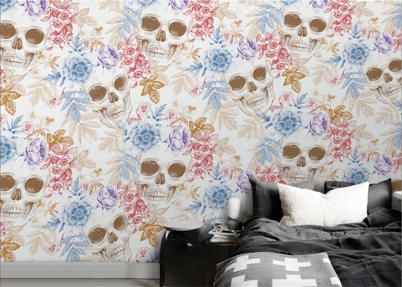 Custom size wallpaper Lightning Skull Graffiti background Mural Home decoration tooling bar KTV background decorative painting