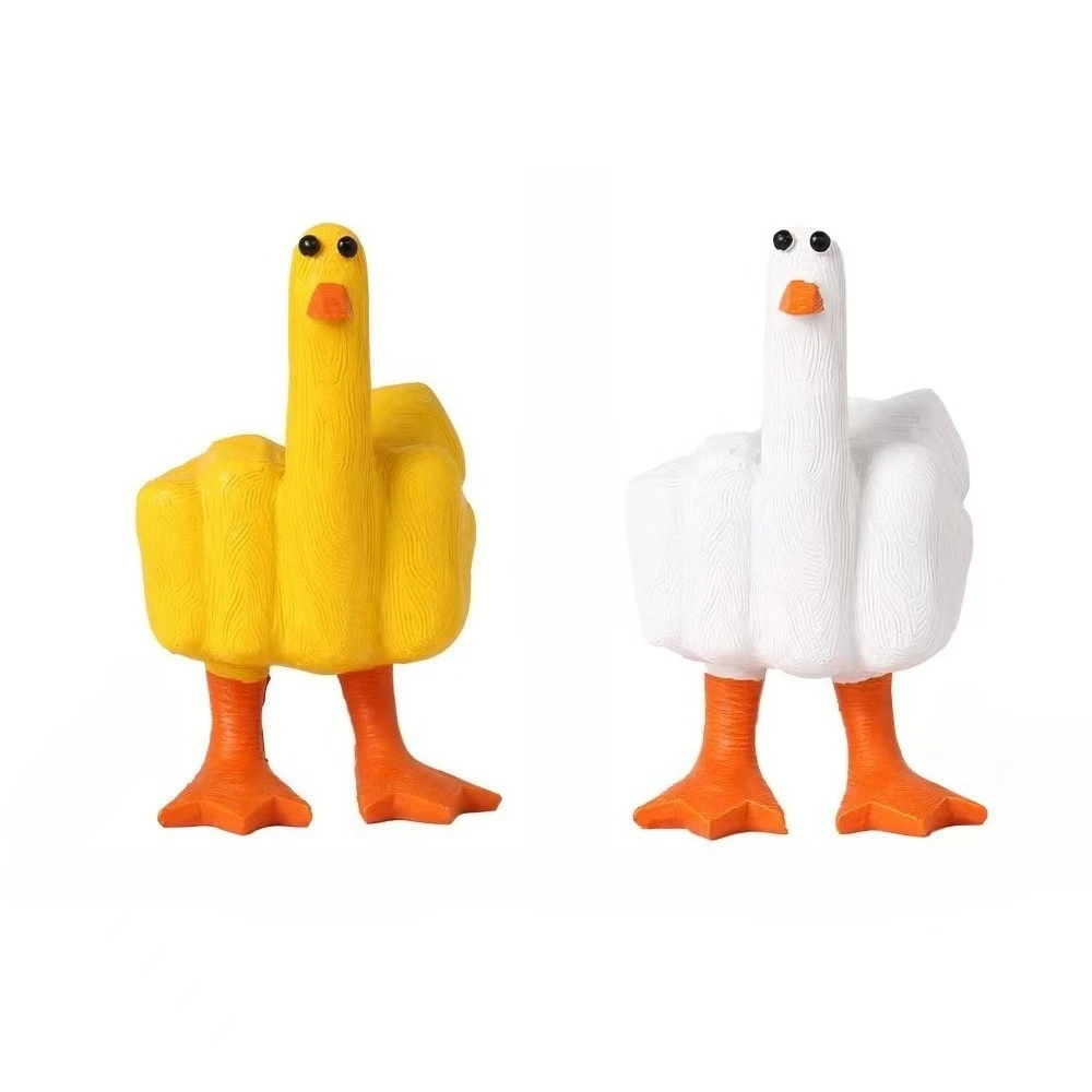 1Pcs Funny Middle Finger Goose Resin Ornament Creative Desktop Decor Craft Home Garden Landscape Decoration Gift