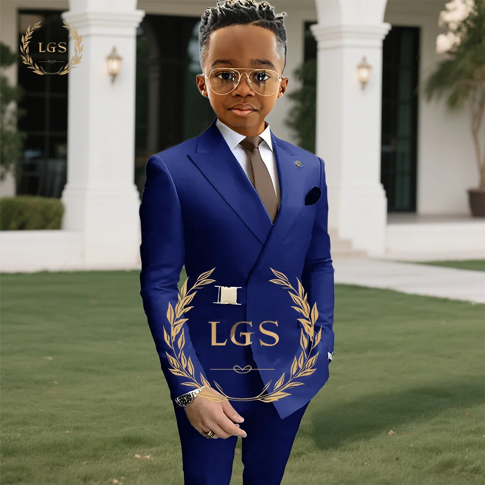

Boys' peak lapel suit 2-piece suit, buckle jacket and trousers suit suitable for boys aged 3 to 16 years old party formal wear