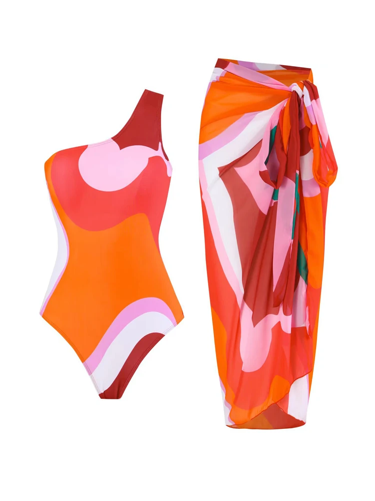 Maillot de bain une pièce imprimé vintage, sexy, initié, pour femmes, taille haute, avec couverture, pour les vacances à la plage, tendance 2023