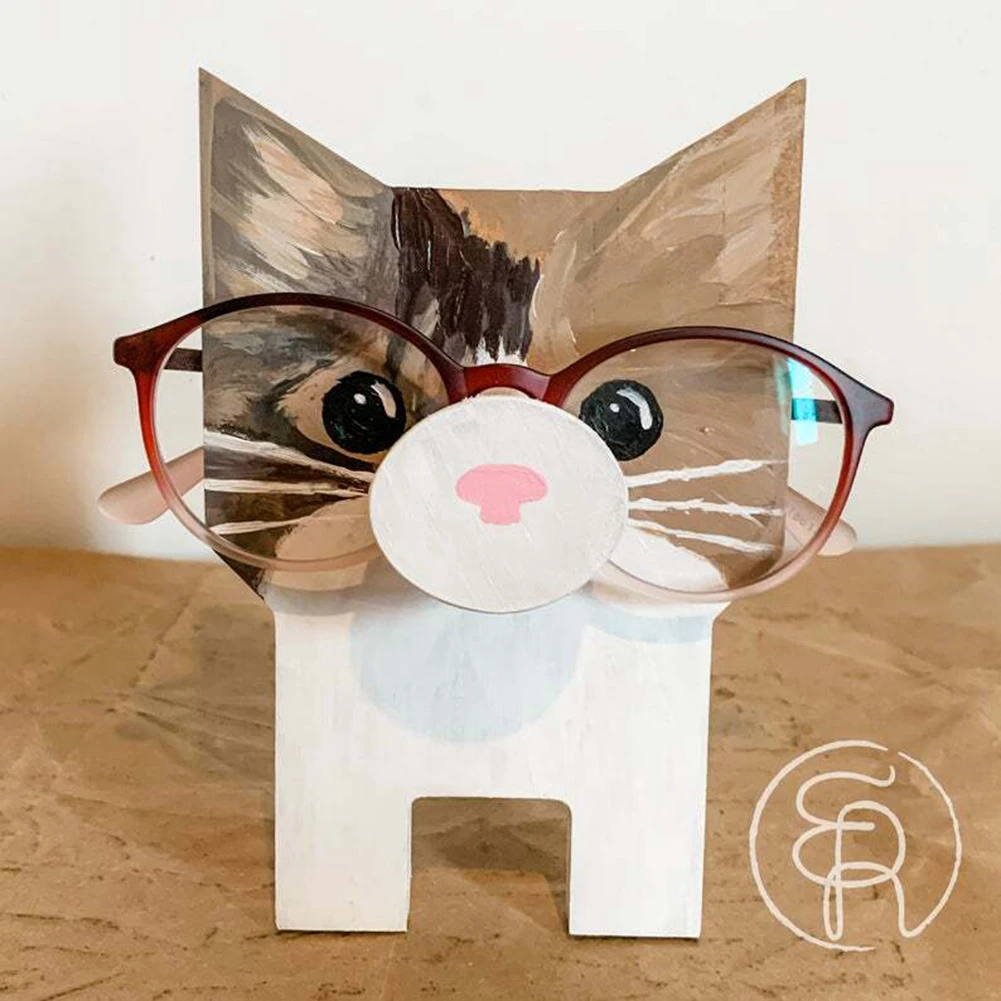 3D Kawaii Animal Glasses Rack Cute Cartoon Carvings Sunglass Display Rack Shelf Eyeglasses Stand Jewelry Wooden Holder Showcase