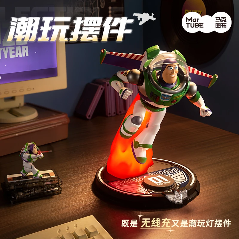 Disney Anime Figure Wireless Charging Bluetooth Audio Buzz Lightyear Figures Room Display Action Figures Boy Birthday Toy Gift