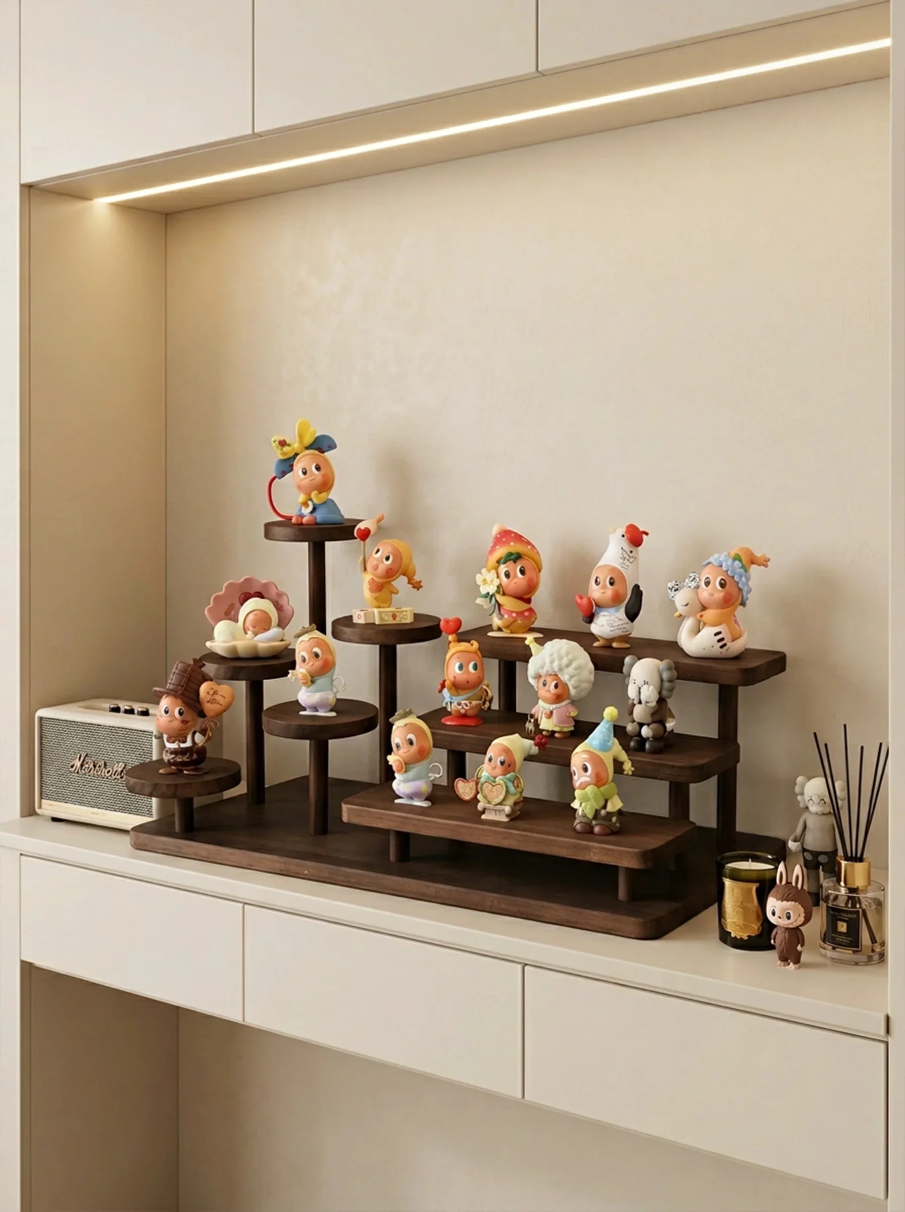 Blind Box Storage Display Rack Star Figure Showcase Box Action Figure Display Stand for Pop Mart Collectible Wooden Display Rack
