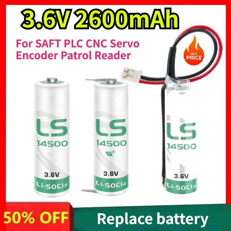 LS14500 Battery 3.6V 2600mAh for SAFT PLC CNC Servo Encoder Patrol Reader Non-Rechargeable ER14505 AA
