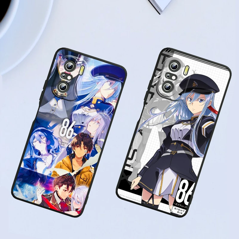 Anime 86 Eighty Six For Xiaomi Redmi Note 13 12 11E 11S 11 11T 10 10S 9 9S Pro Plus 4G 5G Black Phone Case