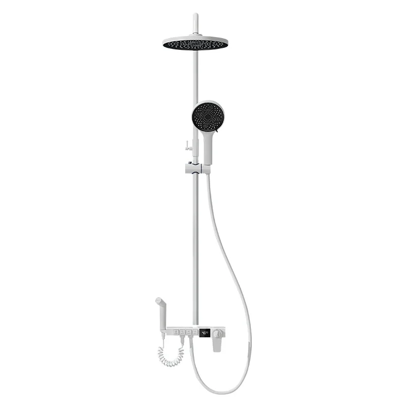 

#For Genuine white shower set, household bathroom thermostatic shower, rain all-copper shower, pressurized nozzle set