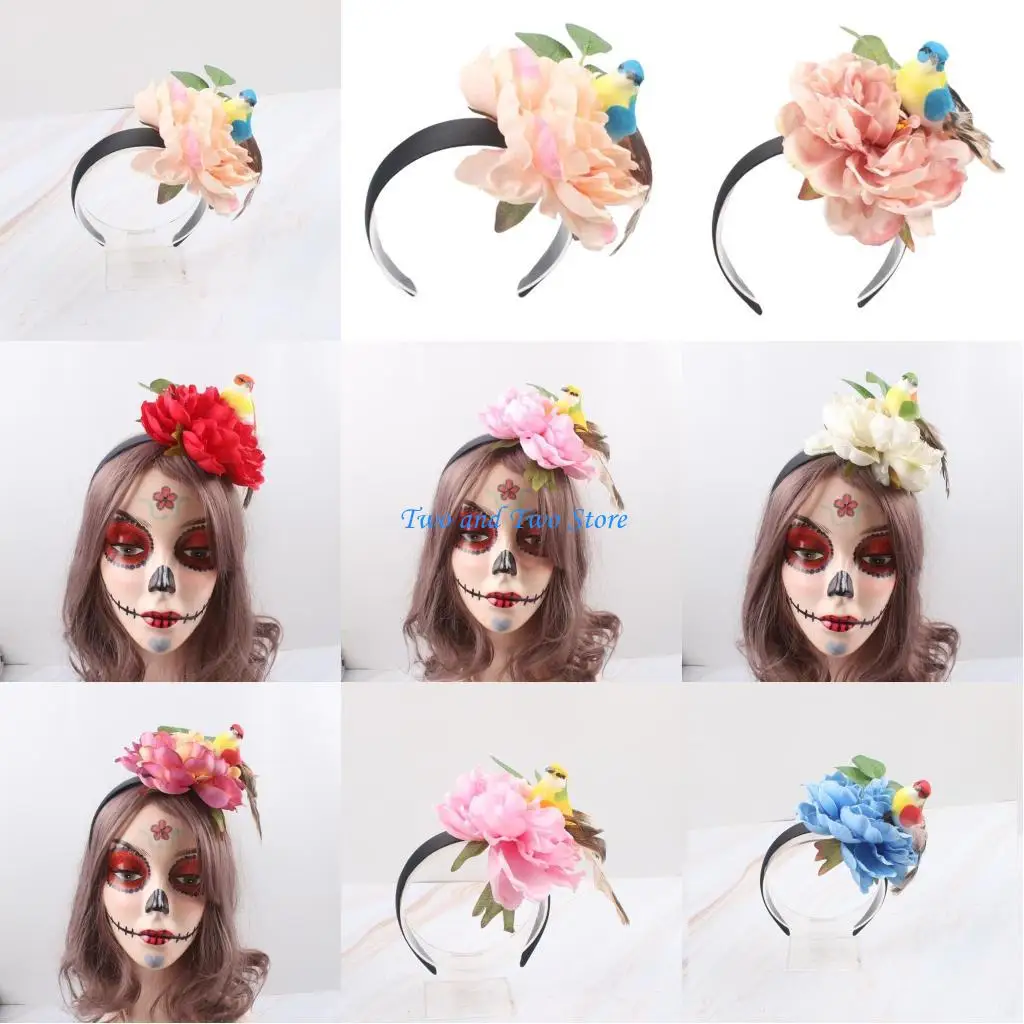 

HX6F Floral Themed Headband Kids Summer Party Hairband Birthday Party Headdress