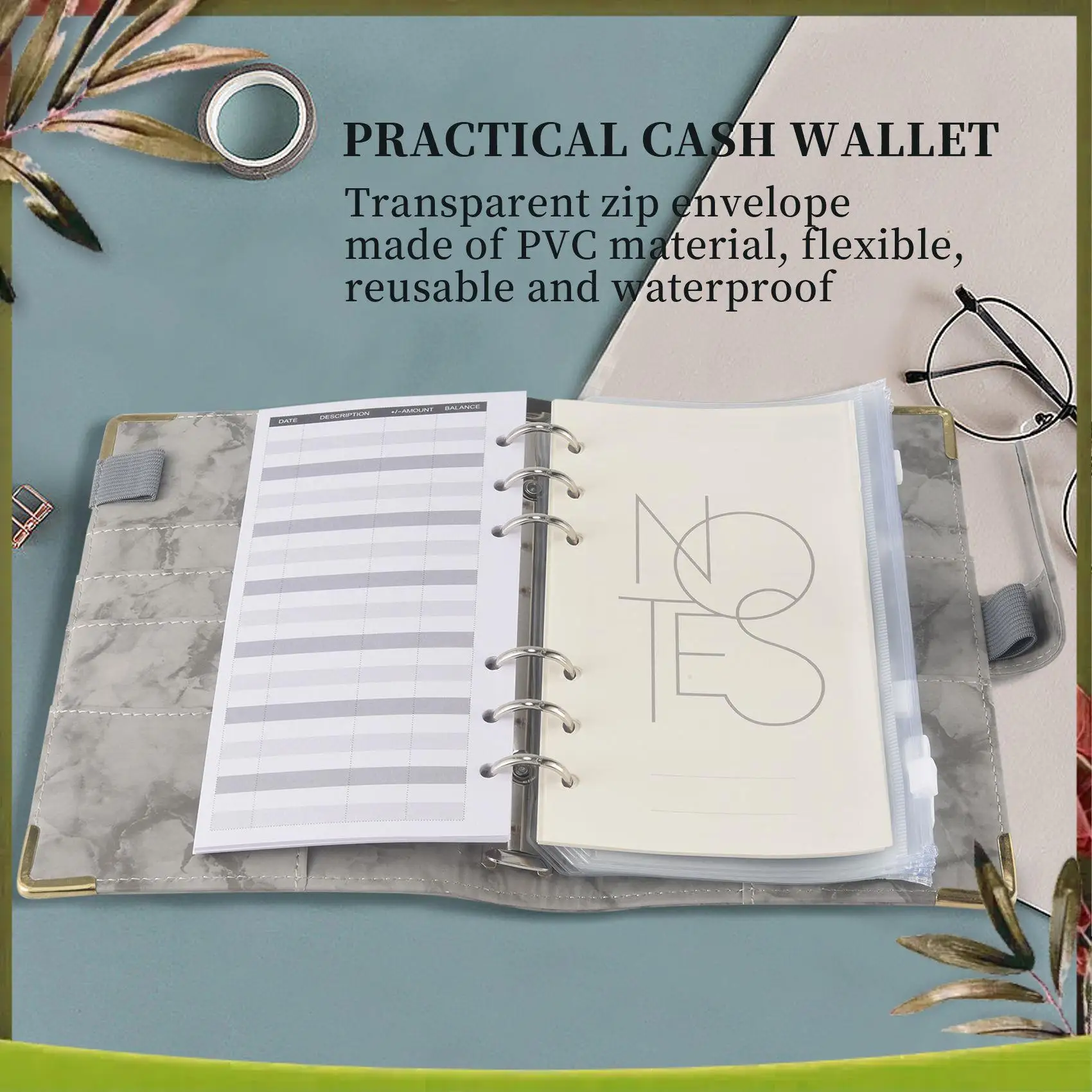 

New-Budget Binder Money Saving Wallet For Cash Stuffing Money Organiser Binder Budget Book Planner Binder With Label Sticker