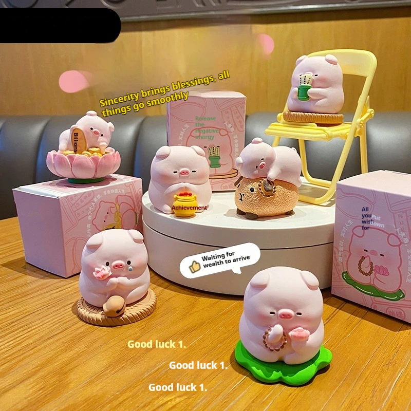 الإجهاد الإغاثة الراتنج خنزير تمثال الإبداعية سطح المكتب المنزلي الديكور لعبة حصالة على شكل حيوان زخرفة صغيرة نمط يشبه بوذا