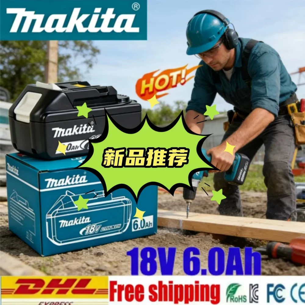 

Original Makita 18V 6AH Rechargeable Battery Power Tool BL1830 BL1840 BL1850 BL1860B Compatible with Makita 18V Battery System