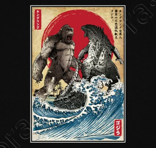 

Funny Gorilla VS Vicious Lizards Battle for The Ages Japanese Ukiyo T-Shirt 100% Cotton O-Neck Short Sleeve Casual Mens T-shirt