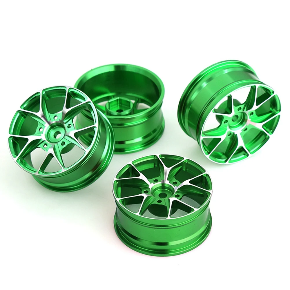 4Pcs Metal Wheel Rims Wheel Hub for 1/10 RC On-Road Drift Touring Car Sakura Traxxas HSP Tamiya HPI Kyosho RedCat,Green