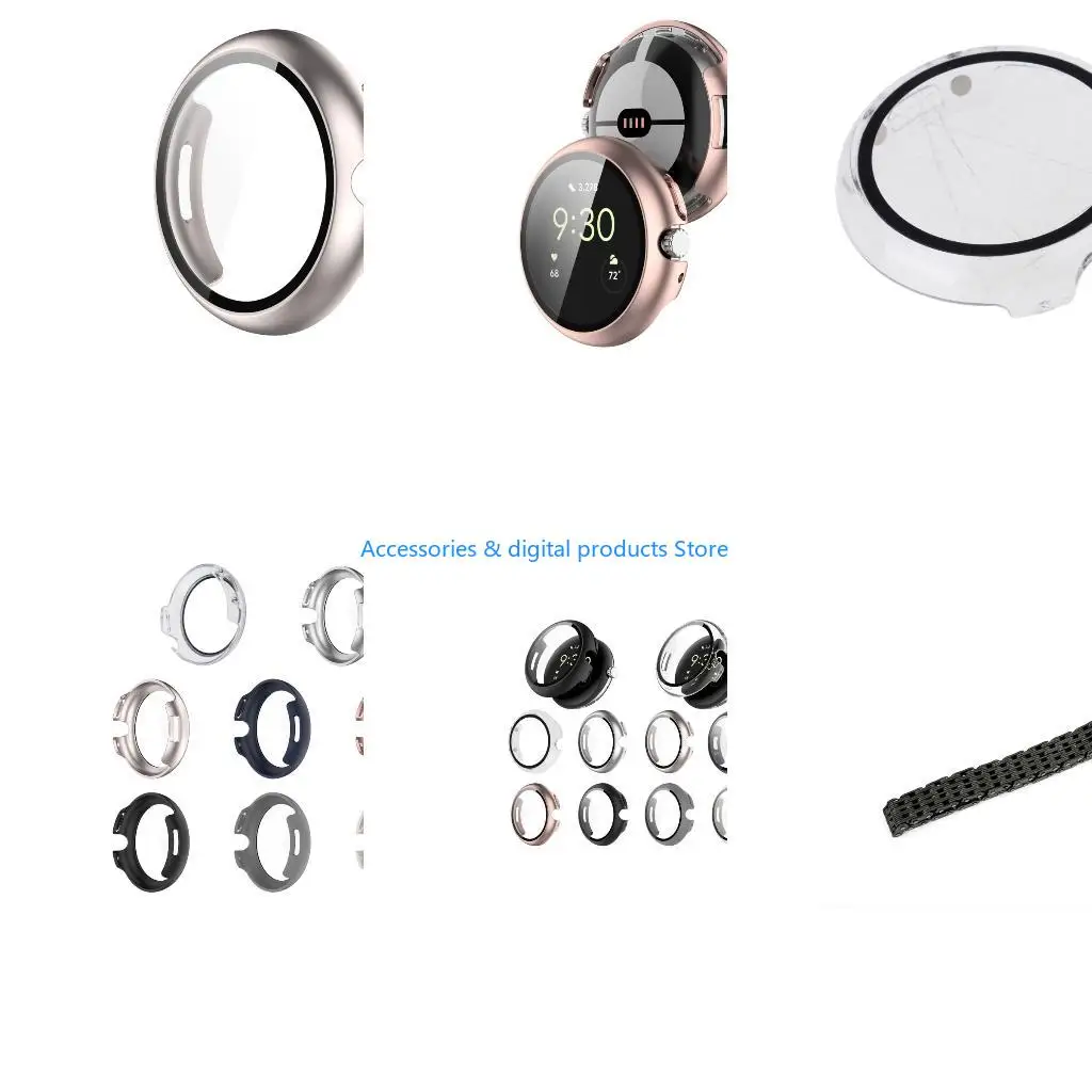77JD Full Coverage Smartwatch Integrated Tempered Glass Screen Protector Defense Hard Sleeve Case Guard for Watch 4 41mm 45mm