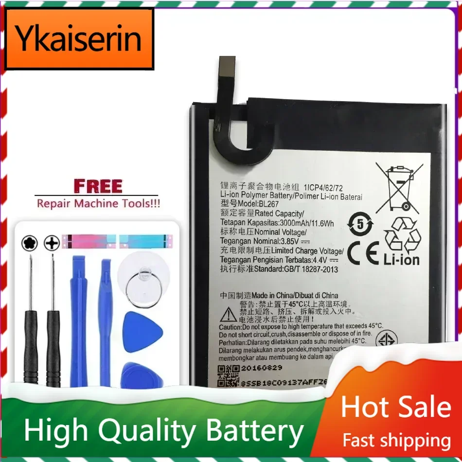 BL267 Cell Phone Replacement Battery for Lenovo Vibe K6 BL 267 5.0 3000mAh Portablet Batteries Warranty + Tracking Number