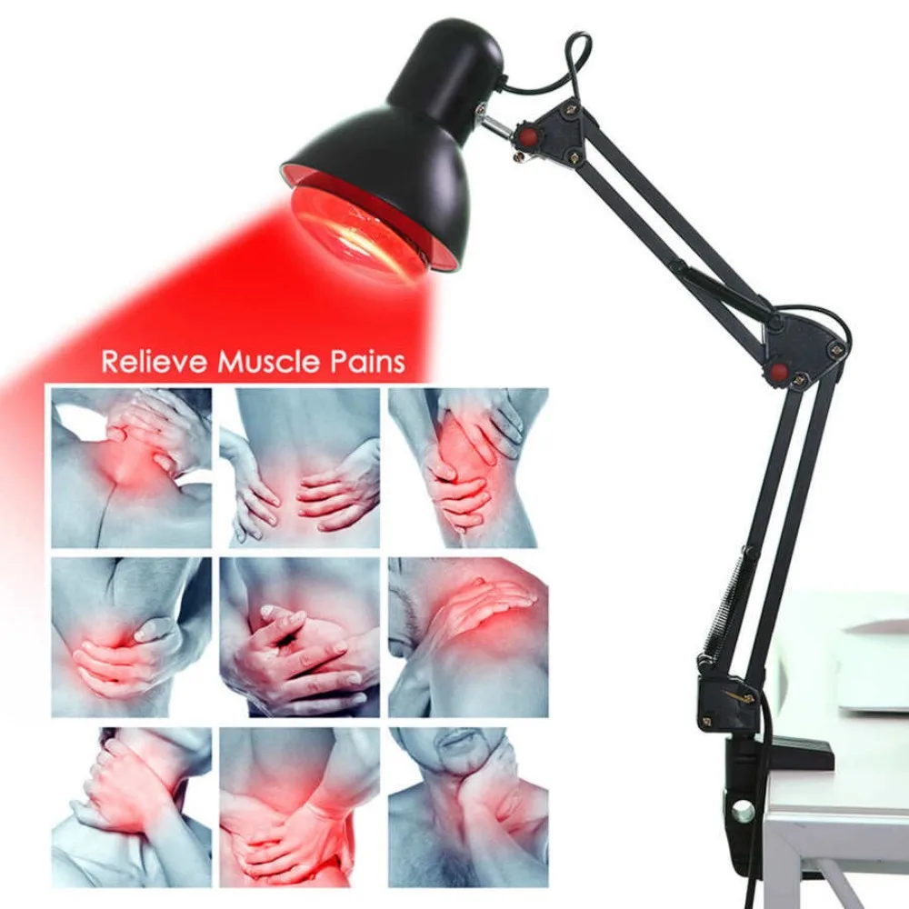 Floor Stand Infrared Heat Physiotherapy Lamp Pain Relief Speed Up Wound Healing 180° Adjustable Anti-scald Health Care Lamp