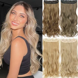 MERISIHAIR-extensiones de cabello largo y ondulado para mujer, postizo con 5 clips, color negro, marrón, Rubio, 55, 85cm