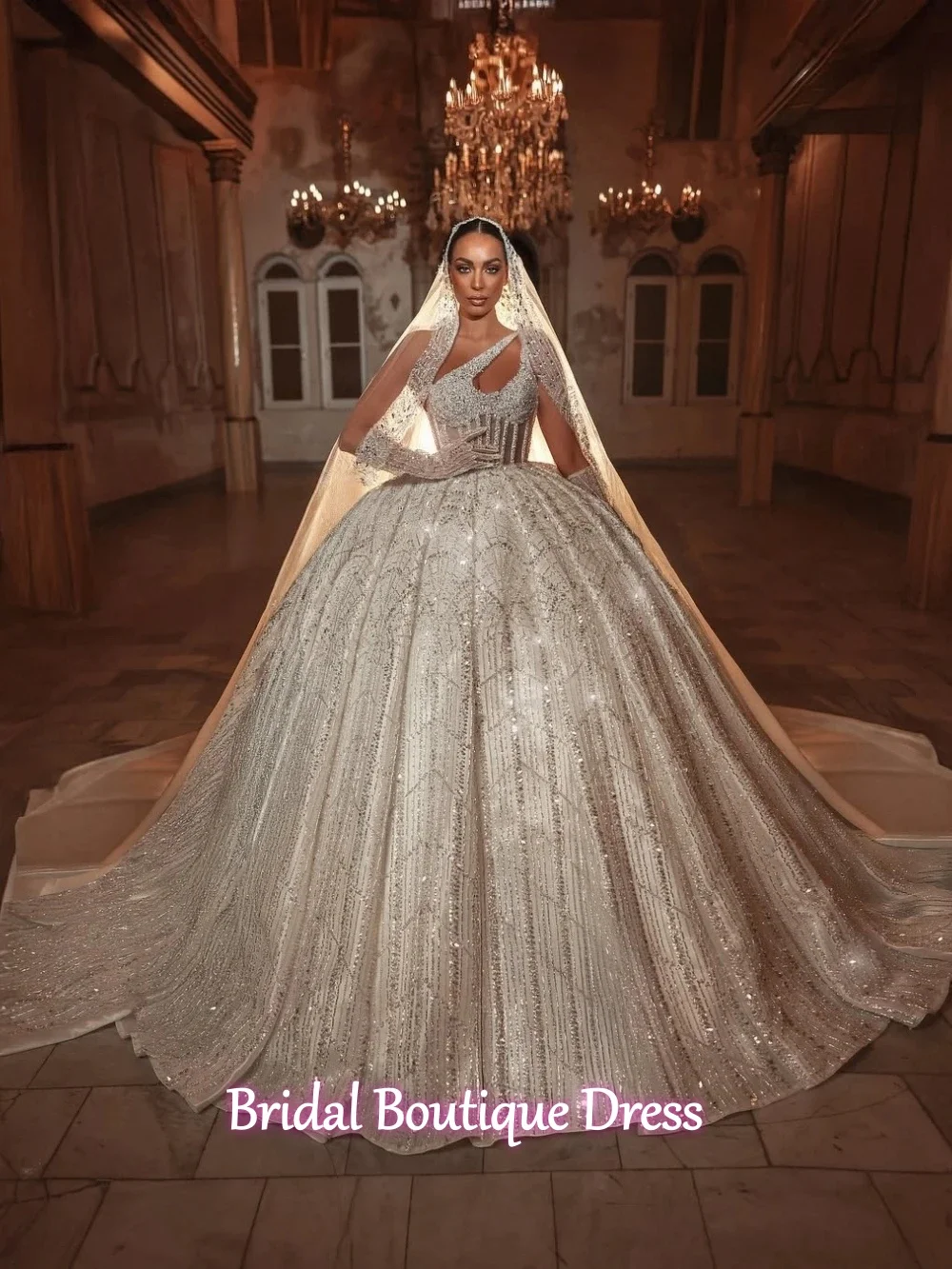 

Очаровательное свадебное платье на тонких бретелях 2026, блестящее, без рукавов, романтичное, расшитое пайетками, в пол, на заказ