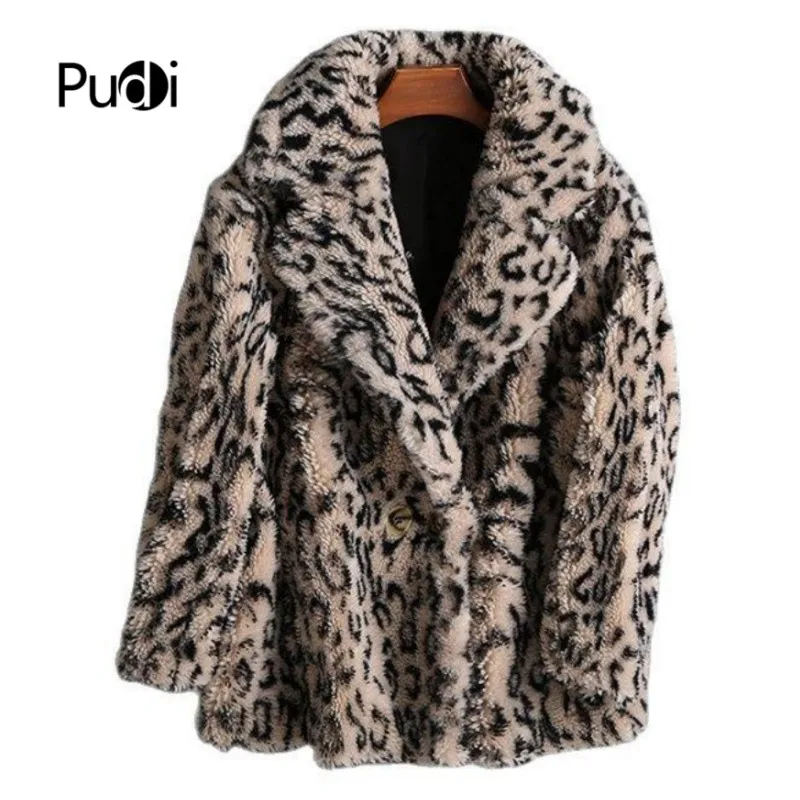 

Pudi Women's Winter Warm Real Wool Fur Coat Jacket Female Teddy Color Real Sheep Shearing Fur Short Jackets Coats T18004