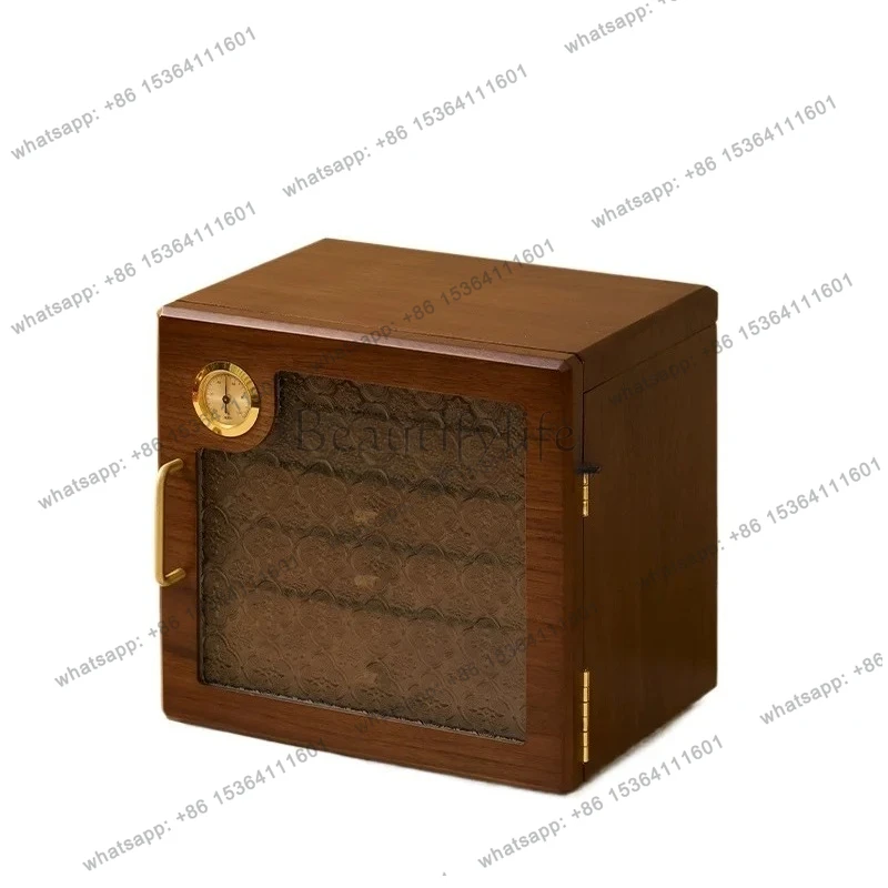 household simple small apartment anti-oxidation jewelry storage box hygrometer with lock wooden jewelry box