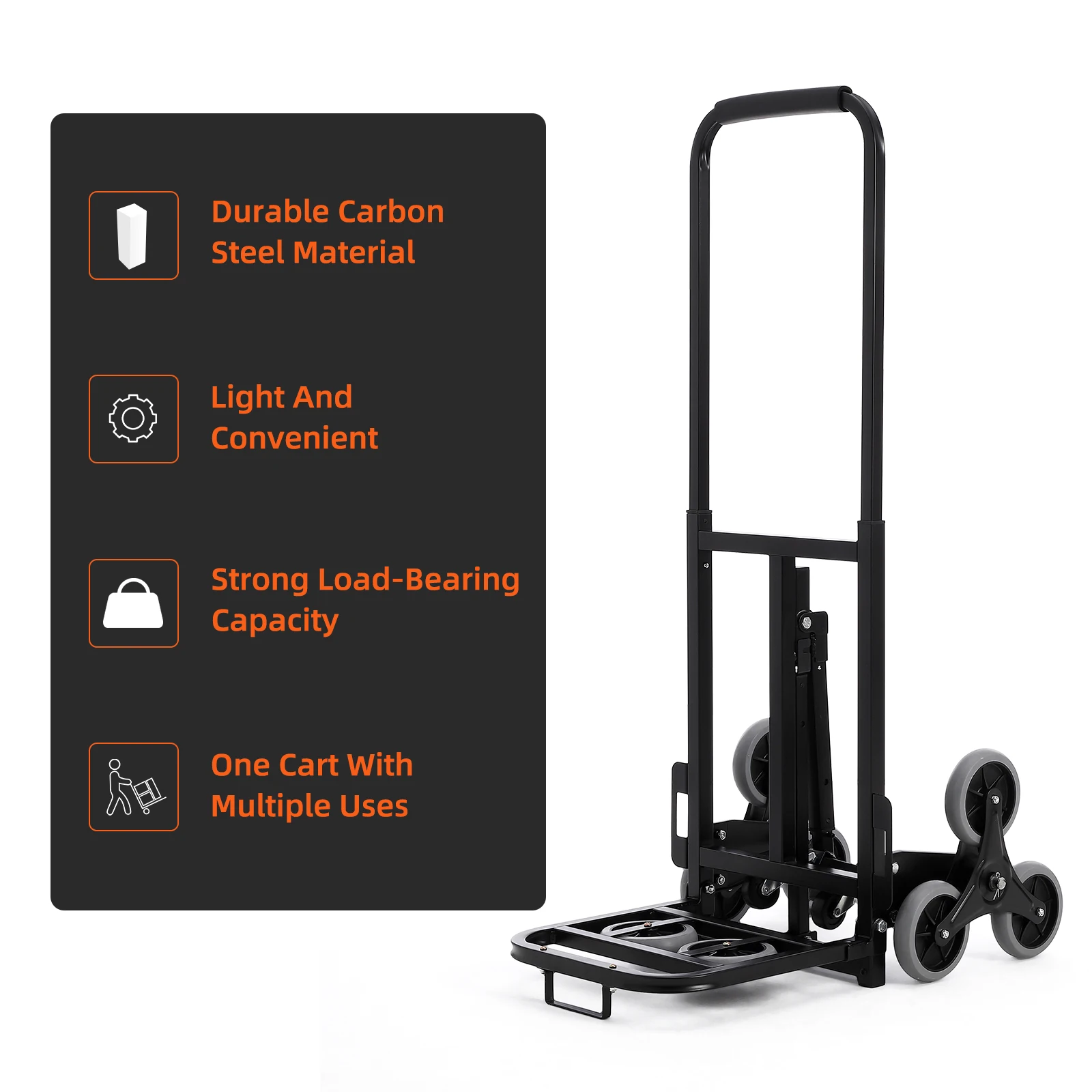 Stair Climbing Cart 330 LB Climber Hand Truck Dolly With Adjustable Handle Portable Folding Dolly Cart For Stair Climbing Device