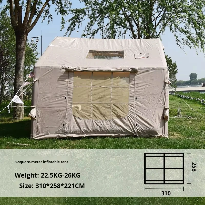 Inflatable Camping Tent, 12 Square Meter Waterproof Oxford Cloth, 6-8 Person, Quick Automatic 4-Season Outdoor Tent