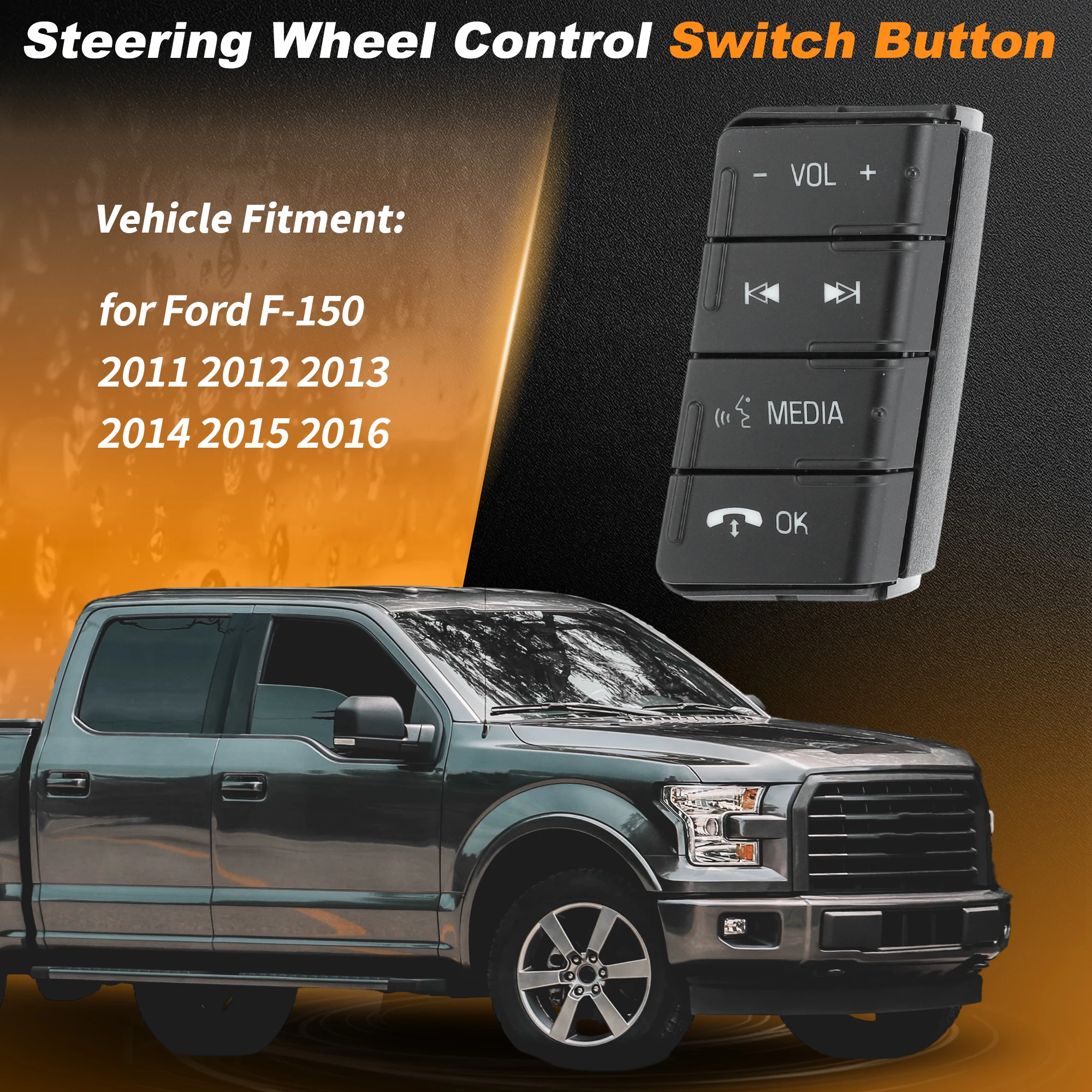 

UXCELL Right Steering Wheel Audio Control Switch AL3Z-9C888-CA for Ford F-150 2011-2016