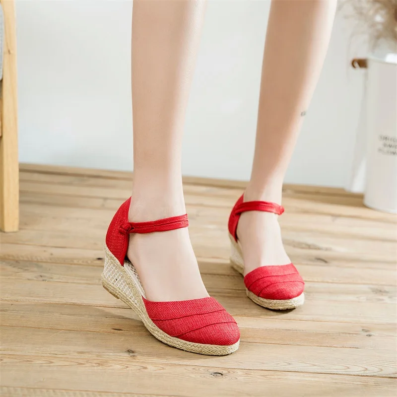 Wedges Woman Summer 2023 Espadrilles Heeled Sandals Women Fashion Casual Pumps Mom Daily Walking Shoes Loafers Zapatos De Mujer