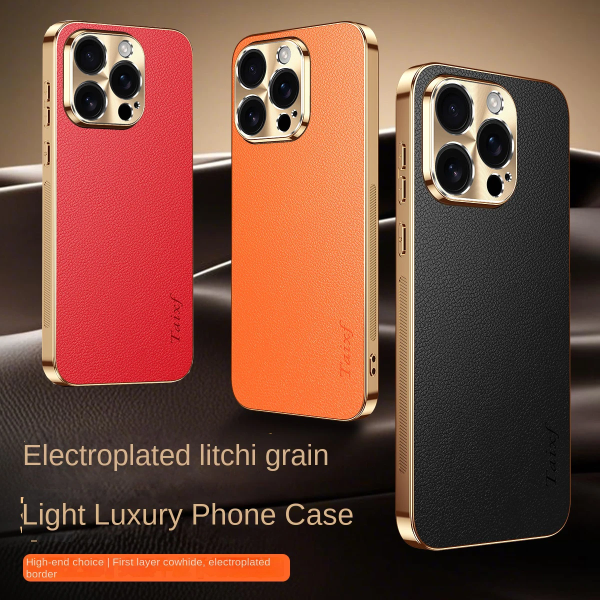 

Luxury Vegan Leather Phone Case For Apple iPhone 16e 16 15 14 13 Pro Max Lens Protection Electroplated Shockproof Back Cover