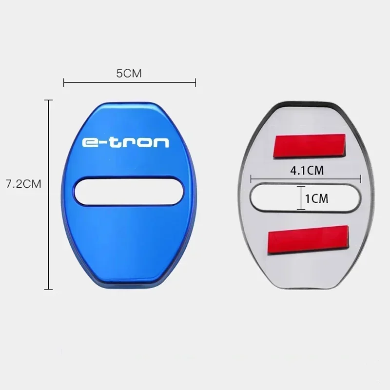 4pcs/set Car Styling Door Lock Cover Stainless Steel Case Protective Stickers for Audi E-tron Logo Decoration
