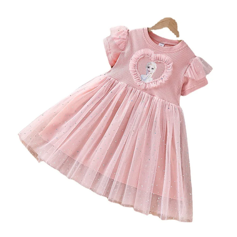 Nieuwe Meisjes Kleding Zomer Prinses Jurken Vliegende Mouw Bevroren Elsa Kids Dress Party Baby Jurken Voor Kinderen Kleding 3-9 Y