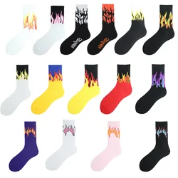 Chaussettes unisexes en coton pour hommes et femmes, style Harajuku, flamme, tube moyen, rue, hip-hop, planche de Ces, sport, nouveauté