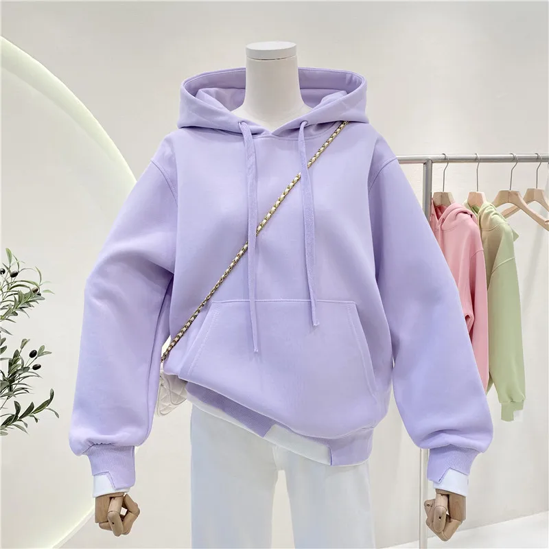 Fresh Light Green Fake Two Piece Sweatshirt 2024 Spring Ladies Thin Irregular Cuff Split Design Hooded Pullover Casual Loose Top