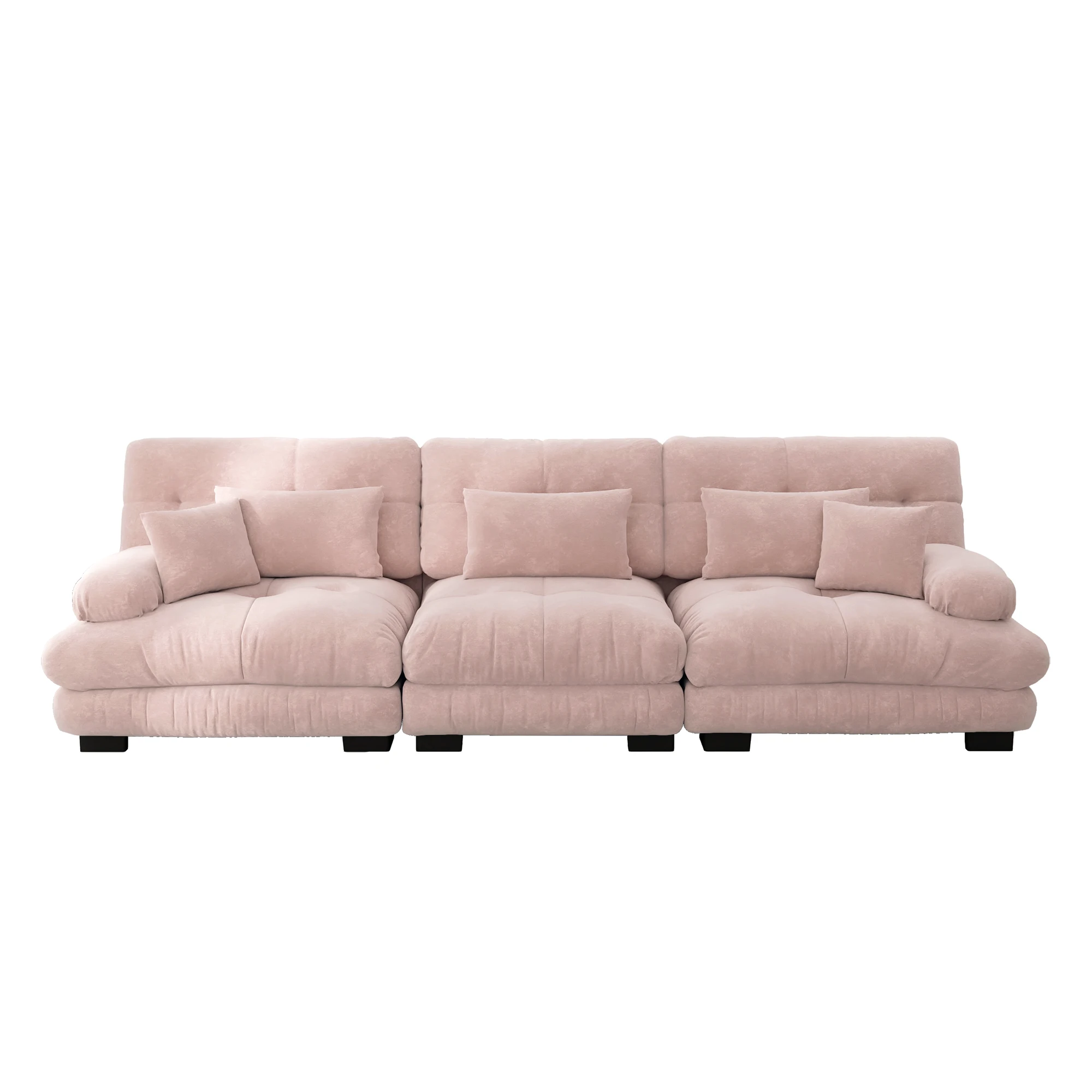 KOMHTOM Chenille 3-zits modulaire hoekbank Comfortabele gestoffeerde bank met diepe zitting en slaapfunctie voor woonkamer appartement