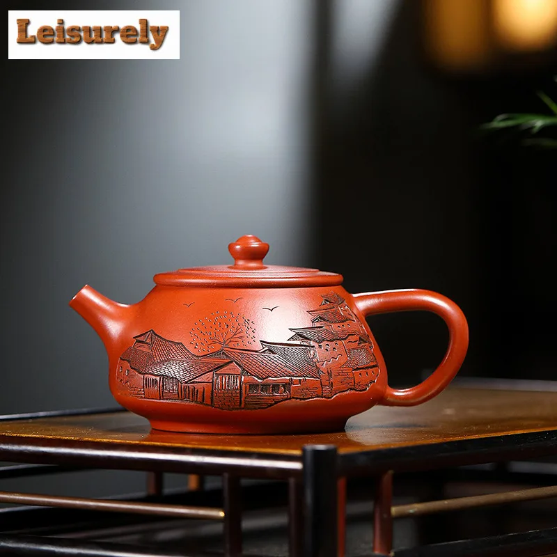 

230ml Yixing Purple Clay Teapot Handmade Stone Scoop Jiangnan Pot Raw Ore Dahongpao Mud Kettle With Filter Zisha Teaset Supplies