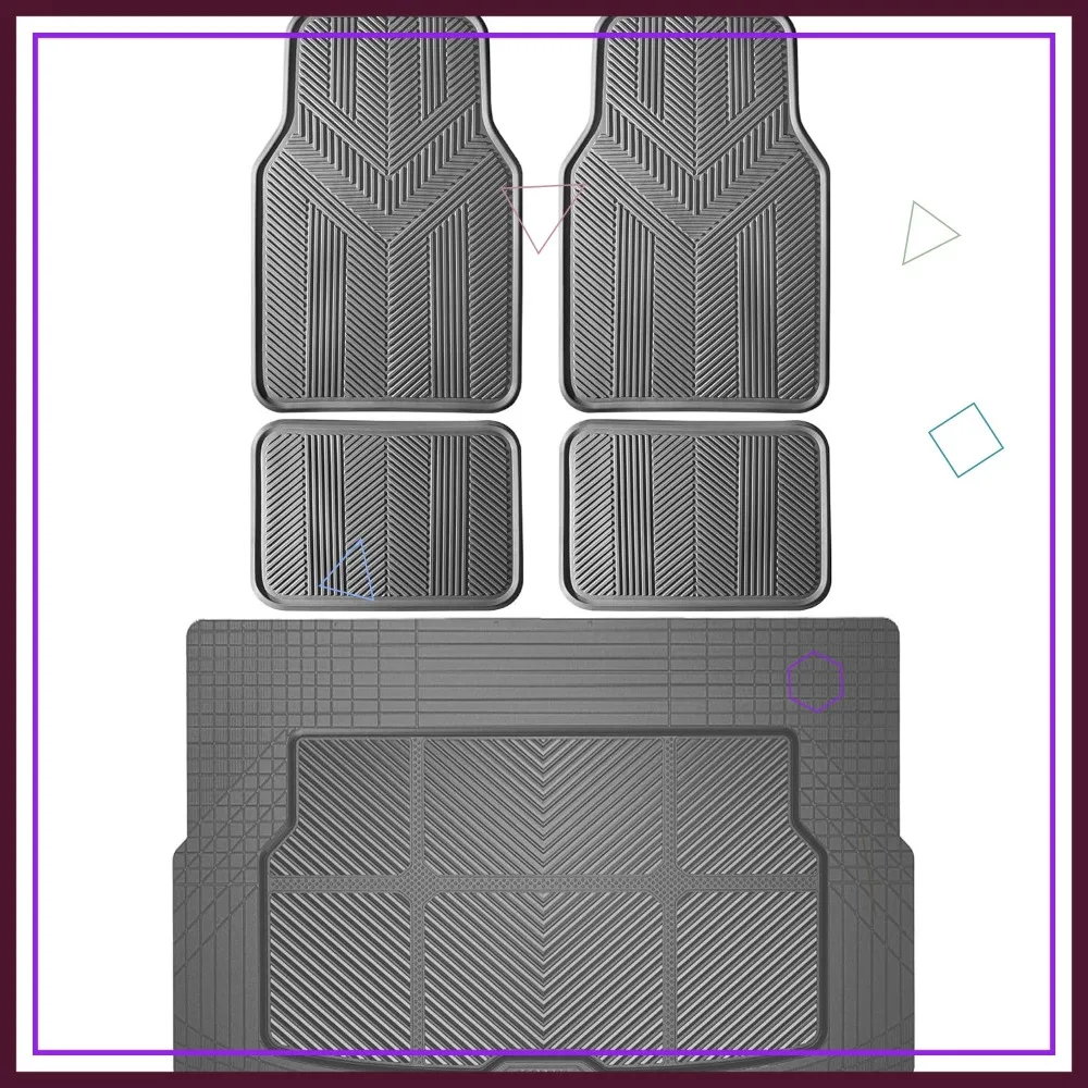 

Универсальные автомобильные коврики и защита багажника, полный комплект, водонепроницаемые, противоскользящие, резиновые, для внедорожников, седанов, купе, всепогодная защита, серые