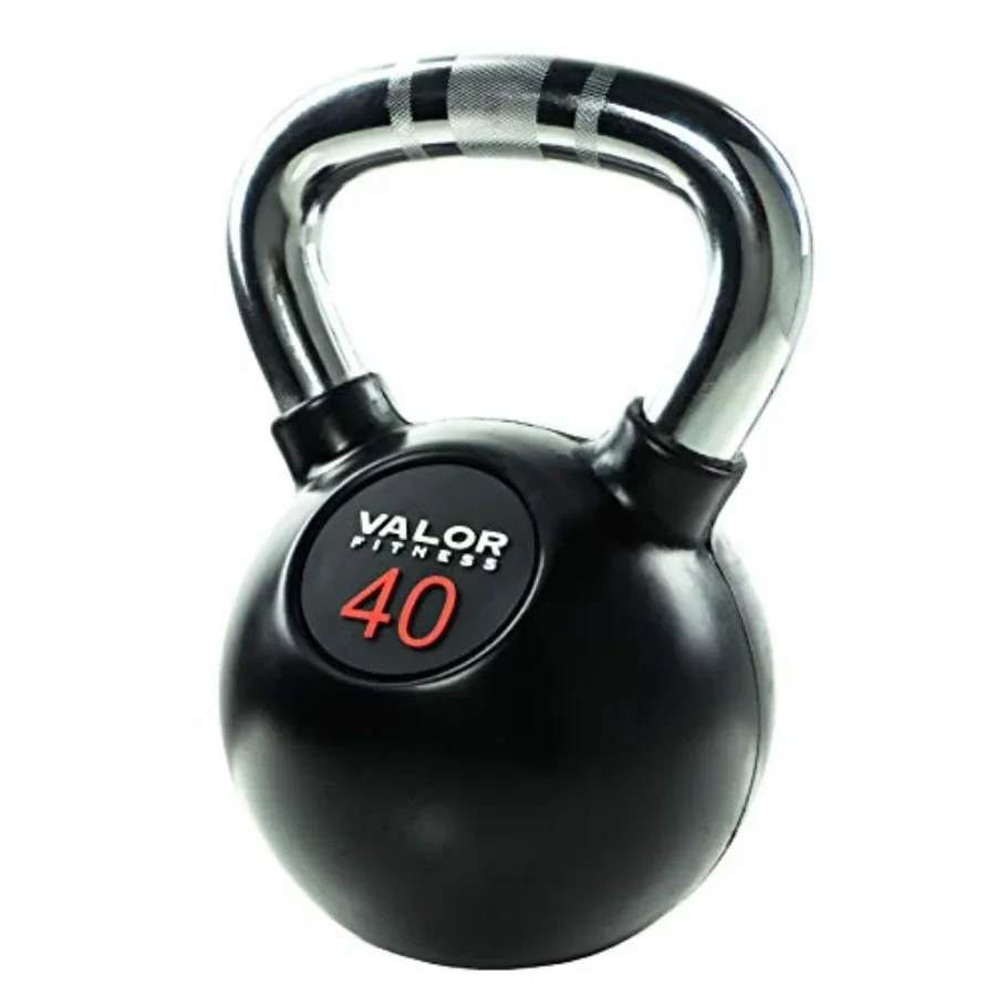 Verchromte Kettlebell 40 lb für Heimfitness, Gummibeschichtet mit Verchromtem Stahlgriff, Schwarz/Chrom, Langlebiger Rutschfester Griff