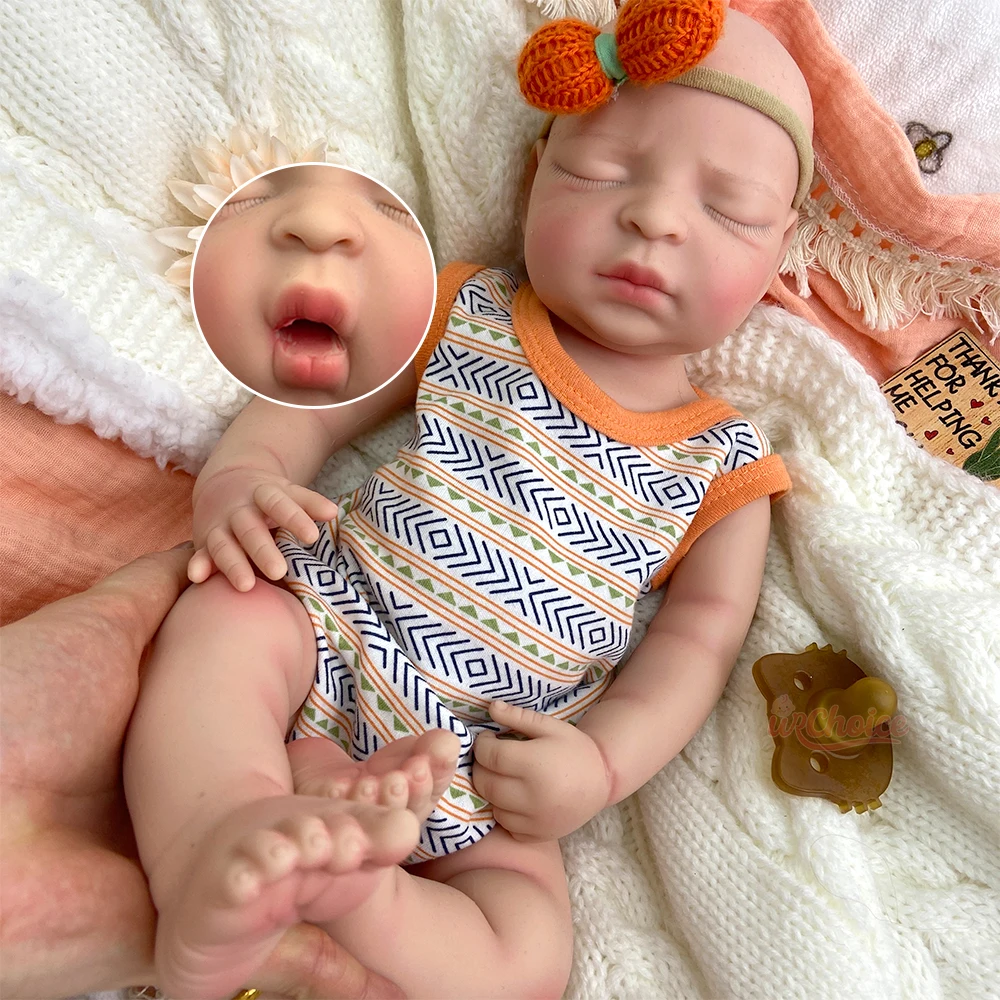 

Handmade Painted Full Silicone Reborn Baby Girl Weighted Body Lifelike Newborn Doll Anatomically Correct Collectible Toy