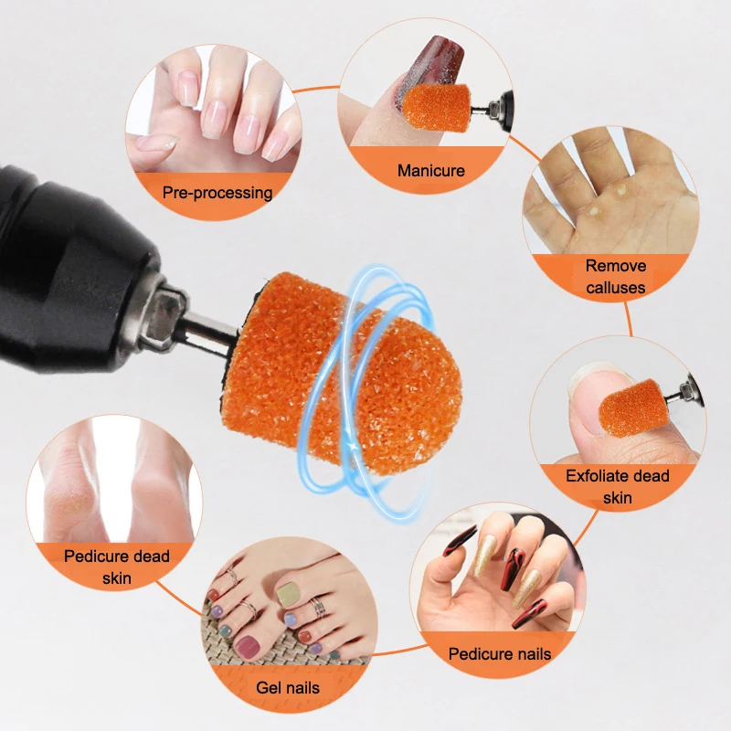 1Pcs Sanding Caps Nail Pedicure Polishing Sand Block Remove Tool High Quality Electric Nail Drill Bit Accessories