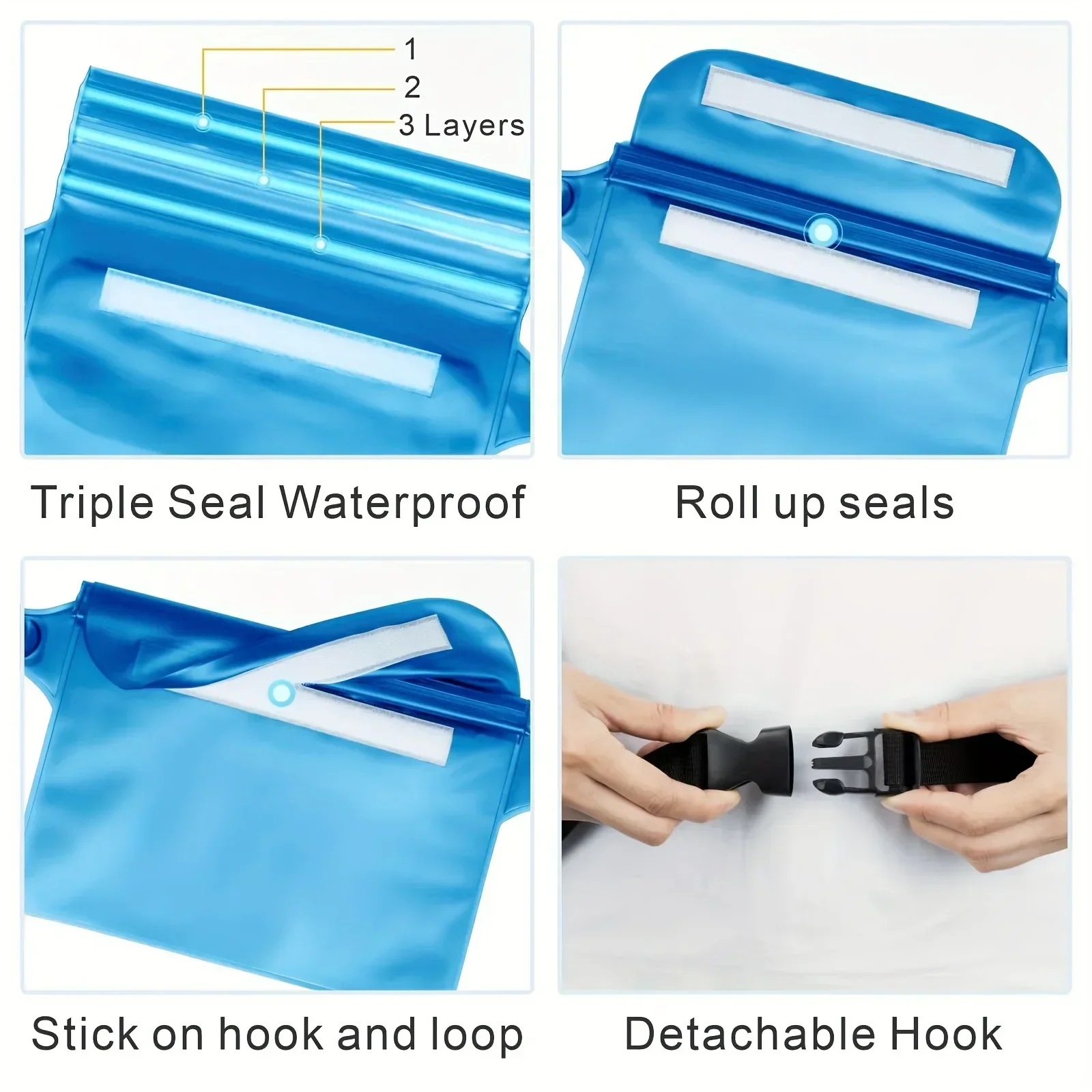 Water Sports PVC Waist Bag Belt-attached Phone Passport Wallet Pouch, Buoyant Transparent Bag for Travel Beach Swimming Kayaking image 4