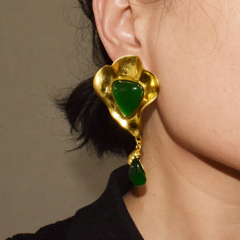 Übertriebene geometrische Wassertropfen-Ohrringe aus Metall für Damen, Schmuck, wunderschöne Modenschau-Statement-Ohrringe, Zubehör