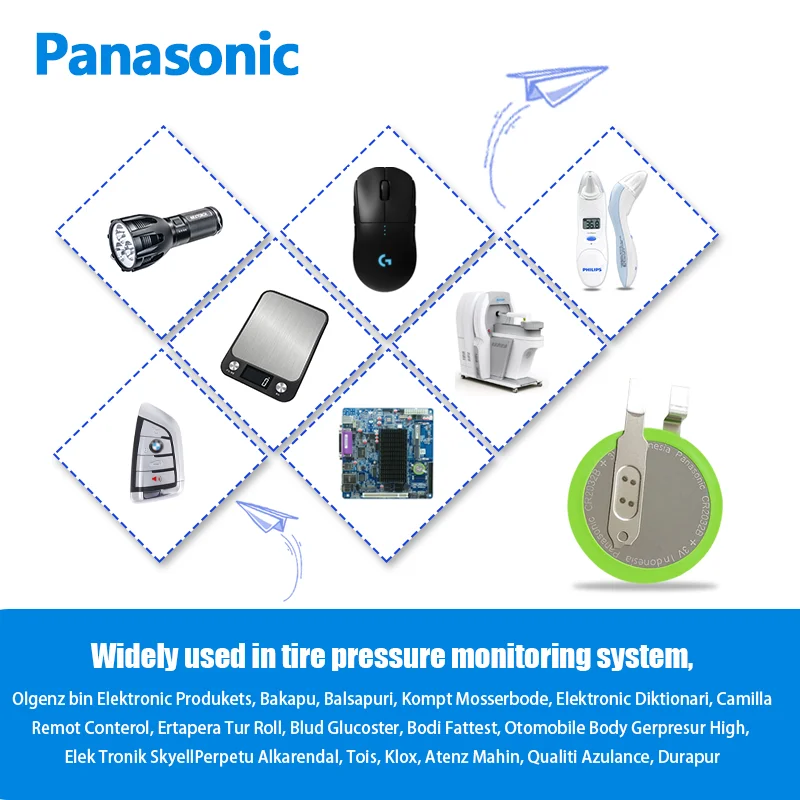 Panasonic CR2032B with solder foot button battery suitable for 3V battery with built-in sensor for tire pressure monitoring