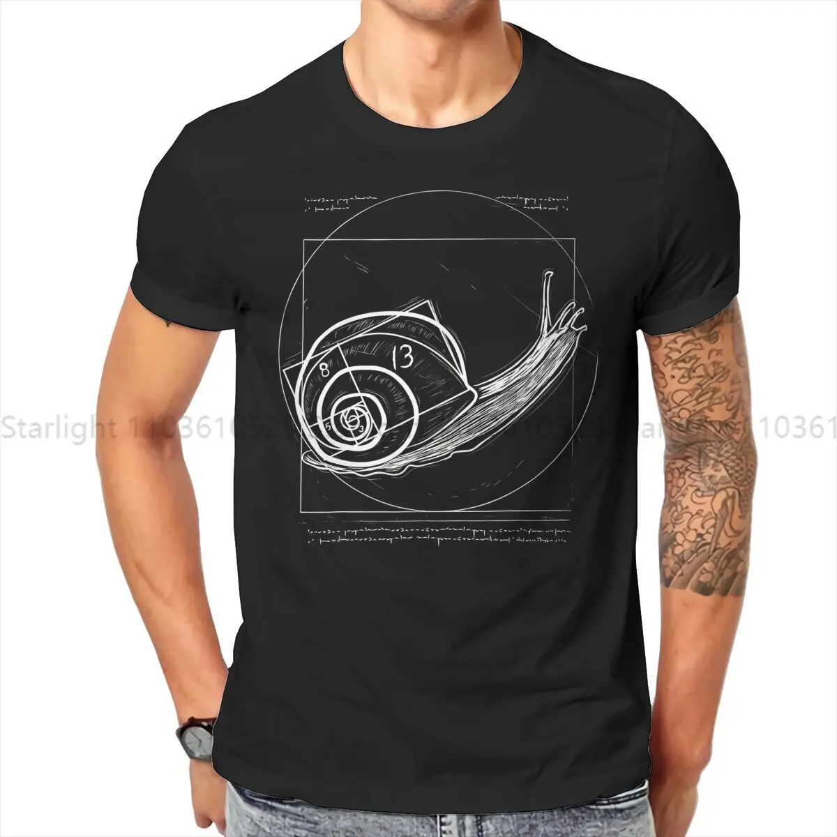T-shirt de loisirs d'été pour adultes, coquille d'escargot de Vitruvian, Fibonacci SlDPClothes