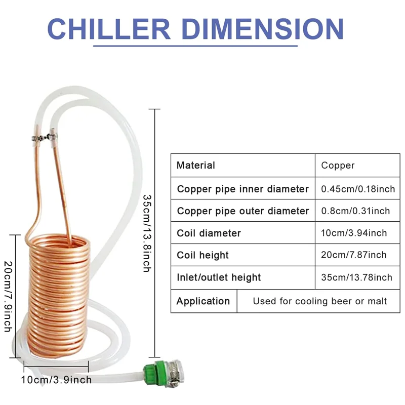 Imagem -05 - Pure Copper Wort Chiller para Home Brewing Coil Pipe Food Grade Super Eficiente em x 26ft